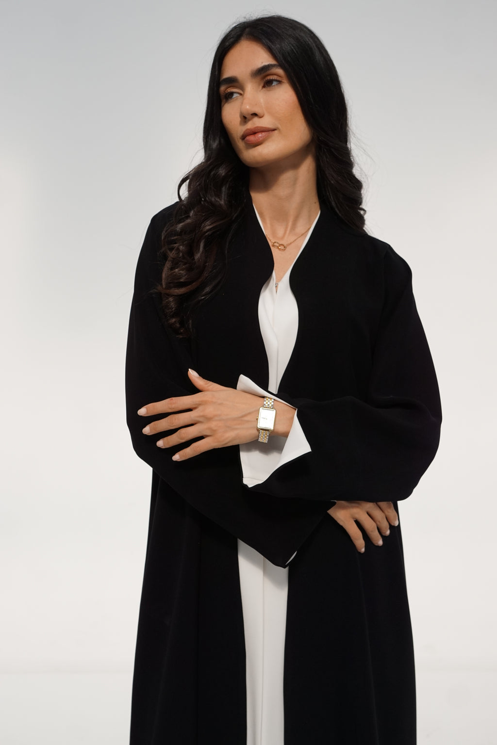 Black And White Contrast Abaya