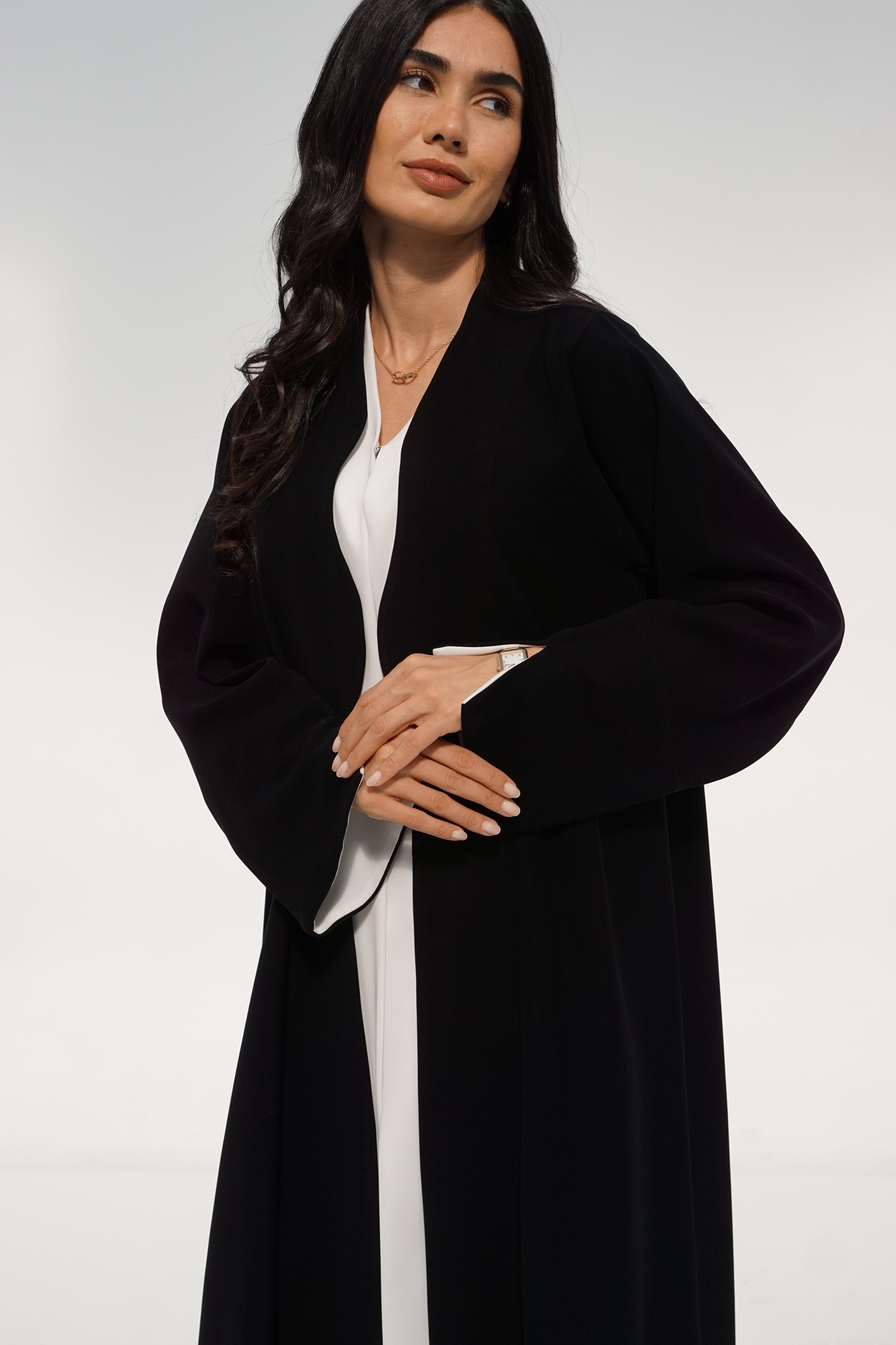 Black And White Contrast Abaya